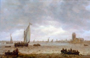 Maasin suistoalue, Dordrecht. tekijältä Jan van Goyen