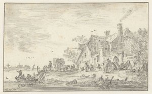 Maatila joen rannalla tekijältä Jan van Goyen