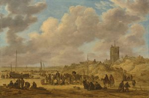 Kalan myynti rannalla Egmondin lähellä tekijältä Jan van Goyen