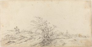Ratsasmies dyynien keskellä tekijältä Jan van Goyen