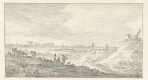 Maisema hahmoilla dyynillä tekijältä Jan van Goyen