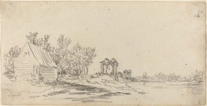 Jokimaisema kaukaisella sillalla tekijältä Jan van Goyen