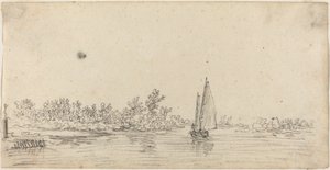 Purjevene suistossa tekijältä Jan van Goyen