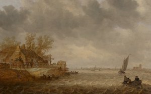 Näkymä Dordrechtista Papendrechtista tekijältä Jan van Goyen
