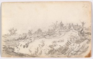 Village on Sunny Hillside tekijältä Jan van Goyen