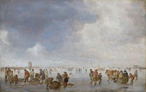 Talvi kohtaus jäällä tekijältä Jan van Goyen