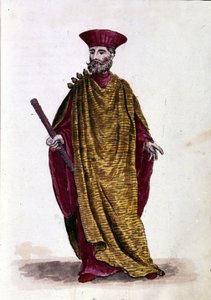 Meren kapteeni: Venetsian tasavallan sotilasvoimien upseeri. Akvarellipiirros ja muste Jan van Grevenbroeckin (tai Giovanni Grevembrochin (Grevenbroch) (1731-1807) käsikirjoituksesta "Venitsialaisten tulli") tekijältä Jan van Grevenbroeck