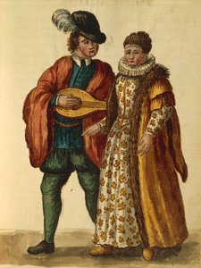 Jan van Grevenbroeckin tai Giovanni Grevembrochin Gli Abiti de Veneziani, kuvitettu puku- ja naamiokirja, akvarelli
