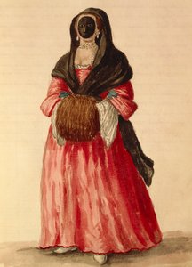 Moretta, venetsialainen naamio, akvarelli Giovanni Grevembroch, Italia