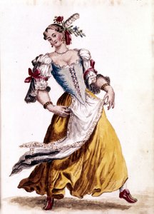 Venetsialaista tanssia. Akvarellipiirustus ja muste Jan van Grevenbroekin (tai Giovanni Grevenbroichin (Grevenbroich) (1731-1807) käsikirjoituksesta "Venitsialaisten tulli")