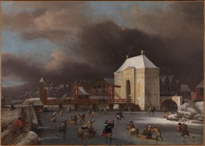 Näkymä Heiligewegspoortille Amsterdamissa, n. 1660-80 (öljy kankaalle) tekijältä Jan van III Kessel