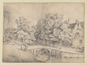 Näkymä Leidsegrachtille Amsterdamissa Keizersgrachtista nähtynä tekijältä Jan van Kessel