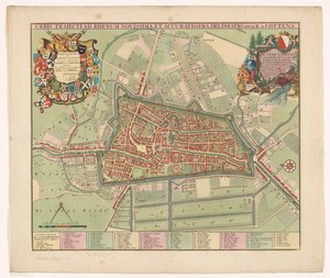 Plattegrond van de stad Utrecht Viimeisin ja tarkin piirros Reinin ylittävästä kaupungista (otsikko esineessä)
