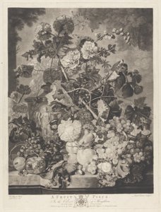 Hedelmäpala, kaivertanut Richard Earlom, 1781 tekijältä Jan van after Huysum
