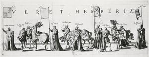 Kastilian ja Leonin aseet keisari Kaarle V:n hautajaisissa 1559 tekijältä Jan van and Doetechum Doetechum the elder