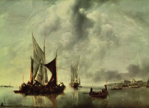 Rauhallinen tai, Veneet lähellä rannikkoa, vuoden 1651 jälkeen (öljy kankaalle)