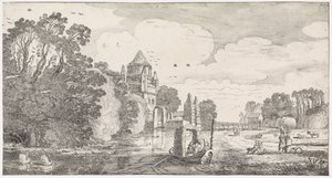 Pieni Houtpoort Haarlemissa Leikkisiä maisemia ja viihdyttäviä runoja (sarjan nimi) tekijältä Jan van de Velde (II)