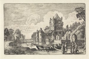 Maisema Amsterdamin portilla Haarlemissa Maisemat (sarjan nimi) Amenissimae aliquot requculae (sarjan nimi) tekijältä Jan van de Velde (II)