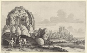 Matkustajat Minerva Medican temppelissä Roomassa Maisemat Pieter de Molijnin jälkeen (sarjan nimi) tekijältä Jan van de Velde (II)