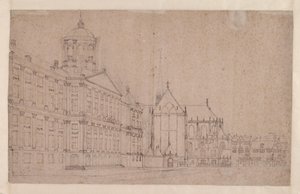 Dam Square ja uusi kaupungintalo tekijältä Jan van der Heyden