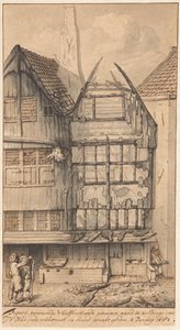 Kaksi palanutta taloa Oude Nieuwstraatilla, 1682 tekijältä Jan van der Heyden