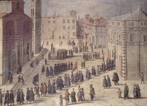Kunniafestivaali Piazza del Duomossa, Firenzessä, 1555 tekijältä Jan van der Straet