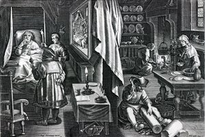 Hyacum et lues venerea, levy 6 Nova Repertasta, kaiverrus Philip Galle, n. 1580-1605 (kaiverrus) tekijältä Jan van der Straet