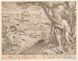 Crane Hunt with Cones, levy 28 Hunts of Game, Birds and Fish -sarjassa tekijältä Jan van der Straet, called Stradanus