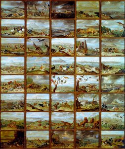 Eläimet Taulukko, joka näyttää eri eläinlajeja vastaavat osat. Jan Van Kesselin (1626-1679) maalaus 1600-luvun Madridissa, Prado-museo