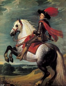 Philip IV:n ratsastusmuotokuva. Philip IV (1605-1665), Espanjan kuningas edustettuna 20-vuotiaana. Jan van Kesselin maalaus I dit Le Vieux (1626-1679)