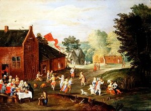 Talonpojat juhlivat kylässä tekijältä Jan van the Elder Kessel