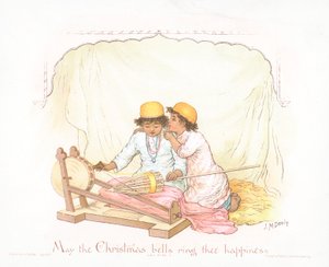 Arabialaiset pojat, joulukortti (chromolitho)