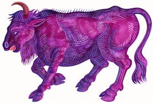 Raging Bull Taurus, 1996, (muste ja guassi) tekijältä Jane Tattersfield