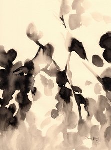 Leaves Abstract in Ink II, n.2019 (muste paperille) tekijältä Janel Bragg