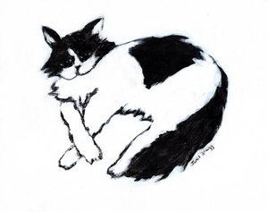 Thomas Lounging II, n. 2019 (sekatekniikka paperille) tekijältä Janel Bragg
