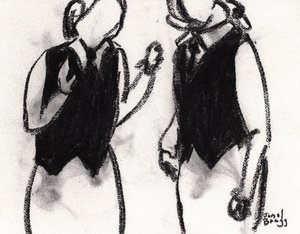 Tarjoilijat Cafe Sabarskyssa n. 2024 (hiili paperille) tekijältä Janel Bragg
