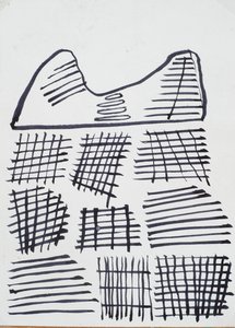 Piirustus, 2015 (muste paperille) tekijältä Janet McKenzie