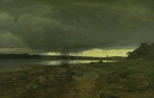 Suihkuinen maisema. Kalø Vig, Jyllanti