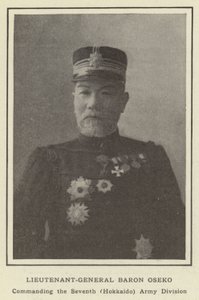 Kenraaliluutnantti paroni Oseko, komentaja seitsemännen (Hokkaidon) armeijadivisioonan tekijältä Japanese Photographer