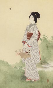 Japanilainen tyttö (chromolitho) tekijältä Japanese School