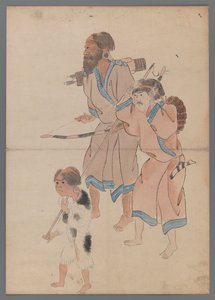 Ainu Hunters (muste ja väri paperille) tekijältä Japanese School