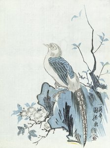 Lintu kivellä (puukiviprintti) tekijältä Japanese School