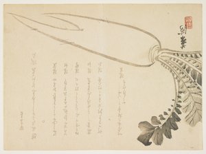 Daikon retiisi, tammikuu 1864 (värillinen puupainatus) tekijältä Japanese School