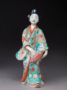 Tanssivan naisen hahmo, japanilainen, luultavasti 1600-luvulla (keramiikka emalilla)