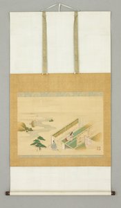 Talo maisemassa, 1700-luvun alku (muste ja väri paperille) tekijältä Japanese School