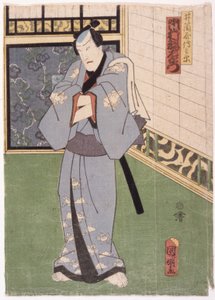 Ichimura Uzaemon Izutsuya Denbein roolissa (värillinen puupainatus) tekijältä Japanese School