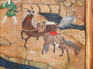 Osakazu Byobu - Japanilainen kahdeksanruutuinen taittuvanäyttö (maalaus) tekijältä Japanese School