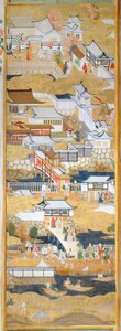 Osakazu Byobu - Japanilainen kahdeksanruutuinen taittuvanäyttö (maalaus) tekijältä Japanese School