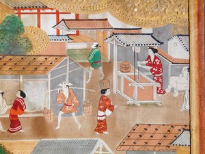 Osakazu Byobu - Japanilainen kahdeksanruutuinen taittuvanäyttö (maalaus) tekijältä Japanese School