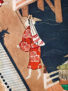 Osakazu Byobu - Japanilainen kahdeksanruutuinen taittuvanäyttö (maalaus) tekijältä Japanese School